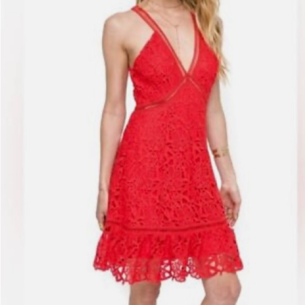 Astr Scarlet Lace Mini Dress